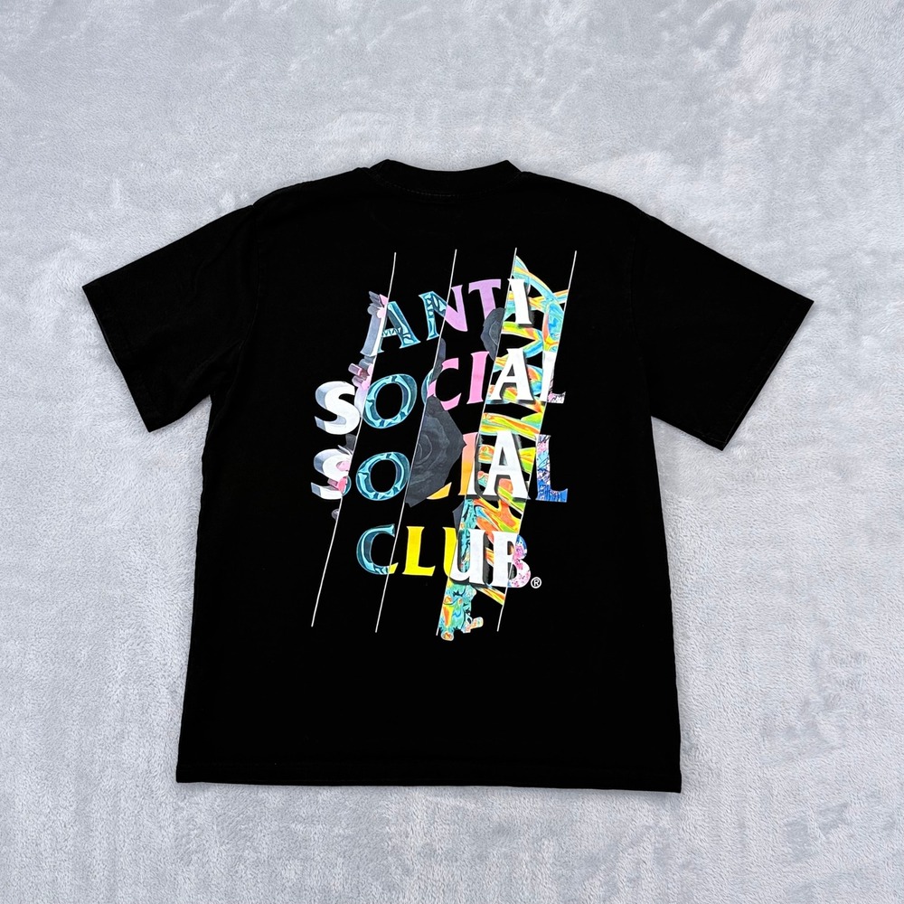 Anti Social Social Club T Shirt Mens Large Black Dissociative Graphic Tee Cotton